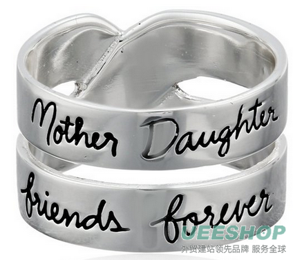 Sterling Silver "Mother Daughter Friends Forever" Double Band Ring