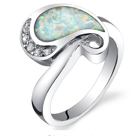 Spiral Red Fire Created Opal Ring, Available in Sizes 6 to 8