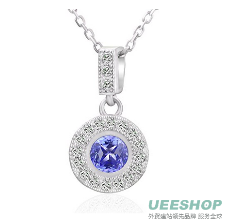 0.69 Ct Round Natural Blue Tanzanite 925 Sterling Silver Pendant with 18" Chain