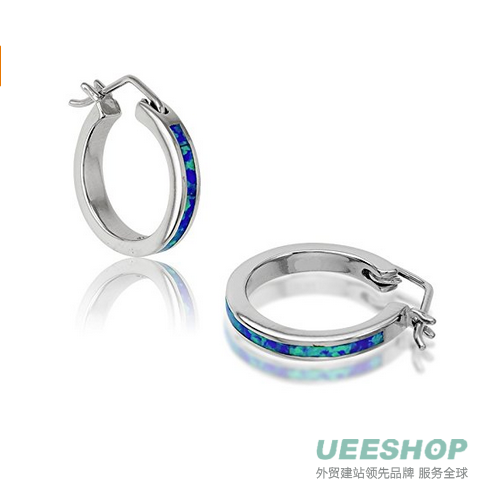 Sterling Silver Created Opal 20mm Hoop Earrings