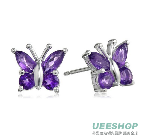 Sterling Silver .88 Cttw Purple Amethyst Butterfly Stud Earrings