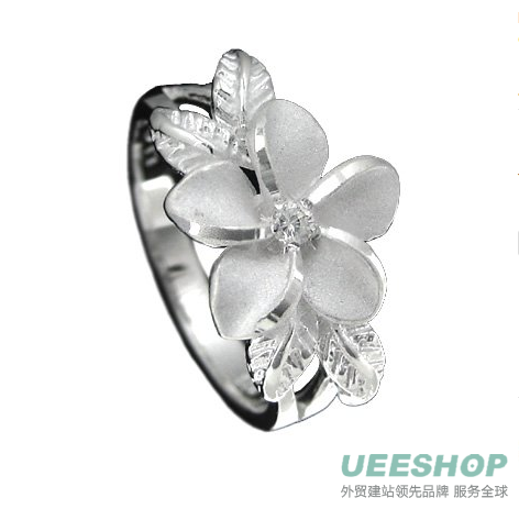 925 Silver Plumeria w/ Maile Leaf Ring Hawaiian Silver Jewelry