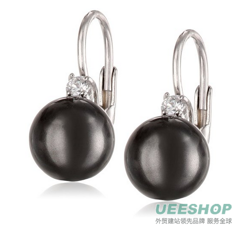 Sterling Silver Shell Pearl and Cubic Zirconia Lever Back Earrings
