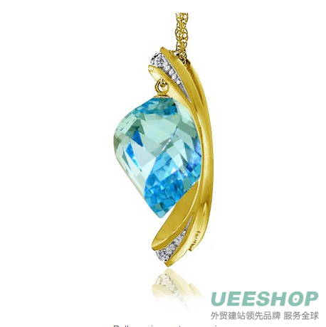 14 CT. 14K Yellow Gold Necklace with Natural Twisted Briolette Blue Topaz and Diamonds