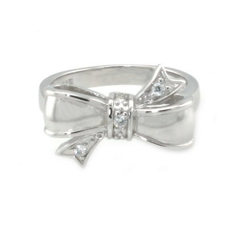 Sterling Silver Cubic Zirconia Infinity Bow Ring