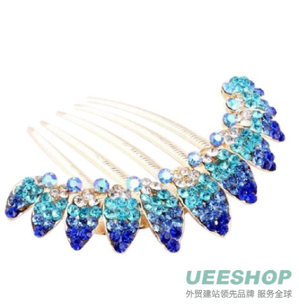 niceeshop(TM) Beautiful Fashion Blue Flowers Crystal Hair Clips