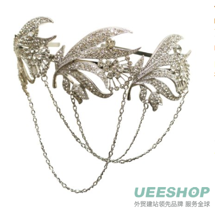 Vintage Art Deco Crystal Chain Bridal Headband