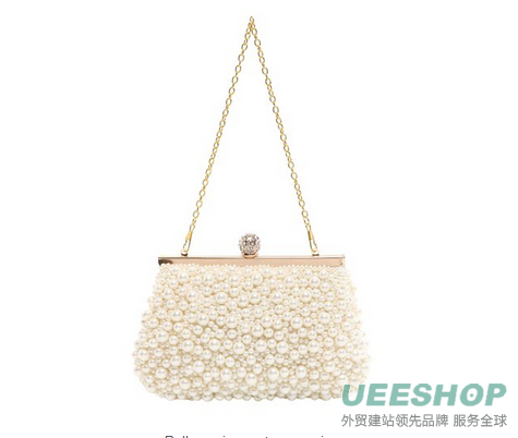 MG Collection Beautiful White Pearls Fashion Clutch Bag Evening Purse