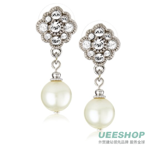 1928 Jewelry Womens Crystal Amore Simulated Pearl Drop Earring