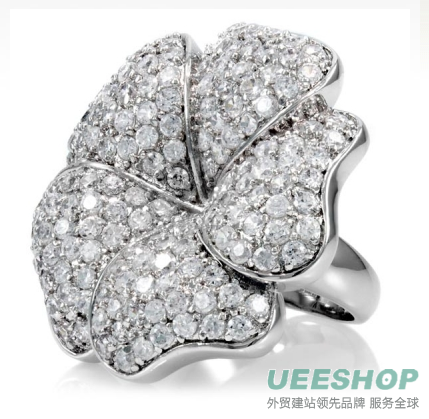 ALani's Pave Hibiscus Flower Ring