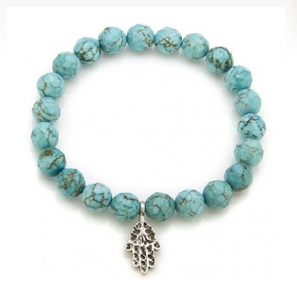 Satya Jewelry Health And Healing Silver Turquoise Stretch Bracelet